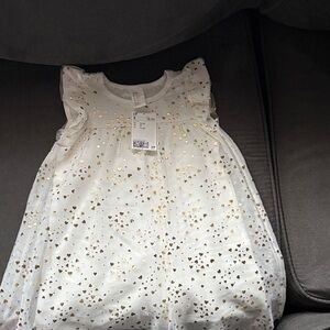 H&M White Dress with Gold Heart Details